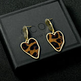Leopard Print Leather Earrings Long Women's Fashion
