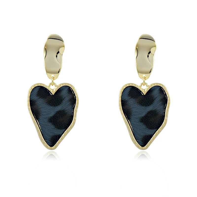 Leopard Print Leather Earrings Long Women's Fashion