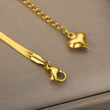 Copper Flowers Anklet Stainless Steel Snake Chains Choker Women Jewelry Gift
