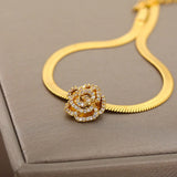 Copper Flowers Anklet Stainless Steel Snake Chains Choker Women Jewelry Gift