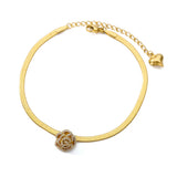 Copper Flowers Anklet Stainless Steel Snake Chains Choker Women Jewelry Gift