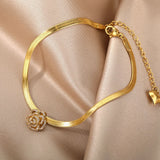 Copper Flowers Anklet Stainless Steel Snake Chains Choker Women Jewelry Gift