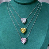 S925 Love Yellow Diamond Necklace Women's Neck Chain