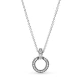 925 Silver Double Circle Pendant Necklace DIY Women's Jewelry