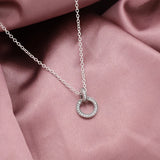 925 Silver Double Circle Pendant Necklace DIY Women's Jewelry