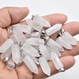 Natural Stone Crystal Hexagonal Pillar Charms Pendants 24pcs 50pcs/lot