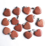 20mm Sand Stone Love Heart Charms Pendants for Jewelry Making, Pack of 50
