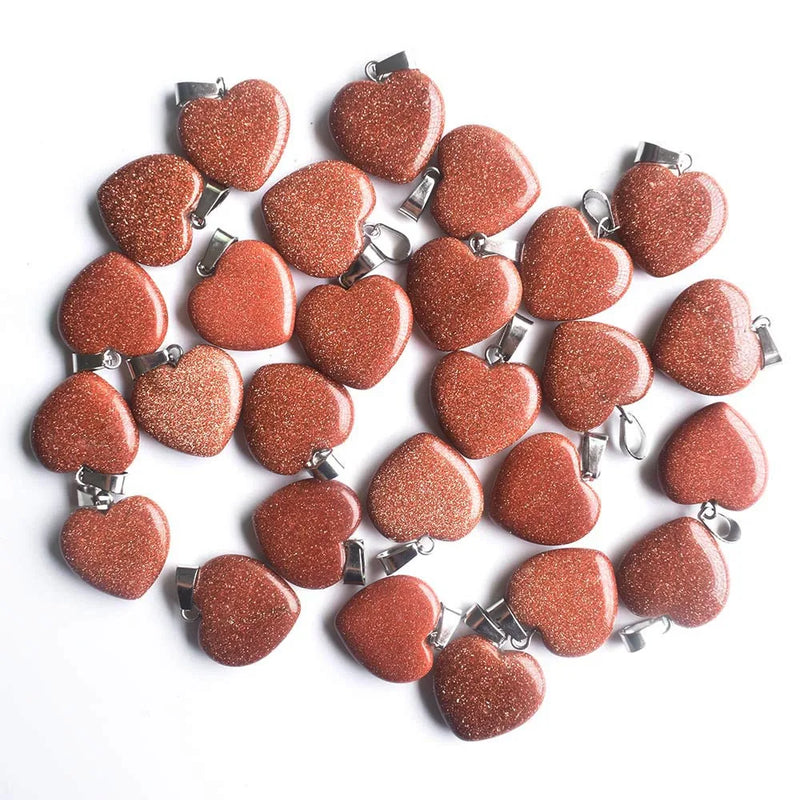 20mm Sand Stone Love Heart Charms Pendants for Jewelry Making, Pack of 50