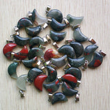 Bloodstone Crescent Moon Charms Pendants for DIY Jewelry Making 50pcs