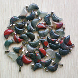 Bloodstone Crescent Moon Charms Pendants for DIY Jewelry Making 50pcs