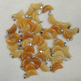 Natural Yellow Jade Crescent Moon Charms Pendants for Jewelry Making 50pcs