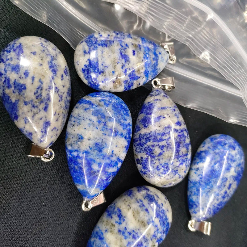 Natural Stone Lapis Lazuli Drop Shape Pendants Charms 6pcs/lot
