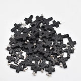 Volcanic Rock Cross Pendants Charms for Jewelry Making 50pcs