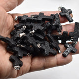 Volcanic Rock Cross Pendants Charms for Jewelry Making 50pcs