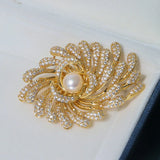 Cubic Zircon Natural Pearl Women Brooch
