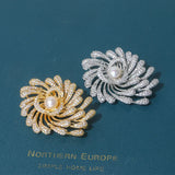 Cubic Zircon Natural Pearl Women Brooch