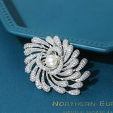 Cubic Zircon Natural Pearl Women Brooch