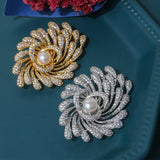 Cubic Zircon Natural Pearl Women Brooch