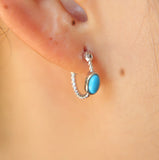 925 Silver Huggie Turquoise Stone Earrings