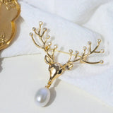 Freshwater Pearl Deer Brooch Women's Costume Jewelry Accessory