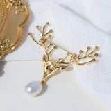 Freshwater Pearl Deer Brooch Women's Costume Jewelry Accessory