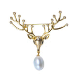 Freshwater Pearl Deer Brooch Women's Costume Jewelry Accessory