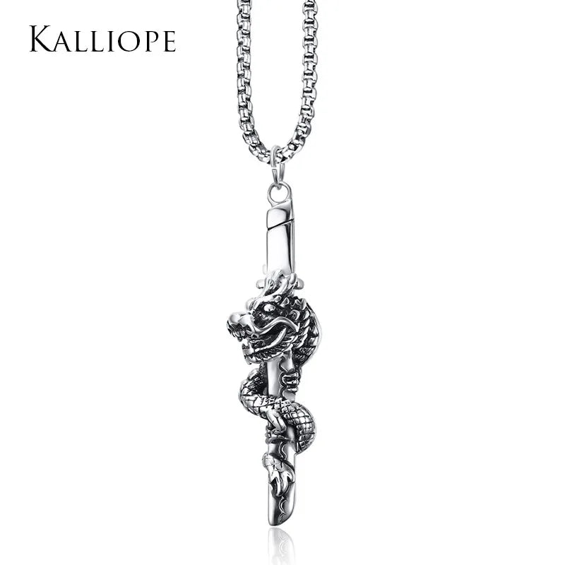 Mens Stainless Steel Dragon Pendant with or without Chain