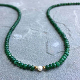 18KGF Natural Stone Choker with Charm and Pearl