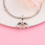 925 Silver Compass Angel Wings Charm for Bracelets Beads Berloque