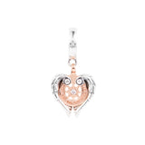 925 Silver Compass Angel Wings Charm for Bracelets Beads Berloque