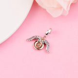 925 Silver Compass Angel Wings Charm for Bracelets Beads Berloque