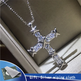 925 Silver Cross Necklace 18K Plated with Zircon Pop Party Gift