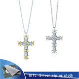 925 Silver Cross Necklace 18K Plated with Zircon Pop Party Gift