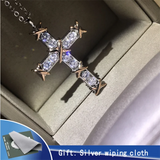 925 Silver Cross Necklace 18K Plated with Zircon Pop Party Gift