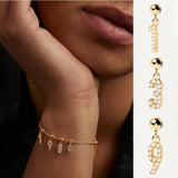 925 Silver Lucky Number Bracelet 4 Num. Diamond Women's Bracelet