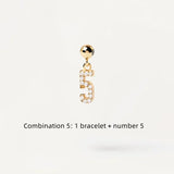 925 Silver Lucky Number Bracelet 4 Num. Diamond Women's Bracelet