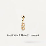 925 Silver Lucky Number Bracelet 4 Num. Diamond Women's Bracelet