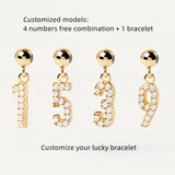 925 Silver Lucky Number Bracelet 4 Num. Diamond Women's Bracelet