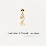 925 Silver Lucky Number Bracelet 4 Num. Diamond Women's Bracelet