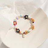 Glass Flower Beaded Bracelet with Freshwater Pearl