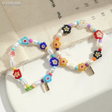 Glass Flower Beaded Bracelet with Freshwater Pearl
