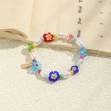 Glass Flower Beaded Bracelet with Freshwater Pearl