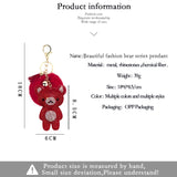 Velvet Rhinestone Bear Fur Ball Key Ring Pendant Pompon Bag Hanging