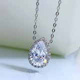 S925 Silver Pendant Necklace with Carbon Diamond Inlay
