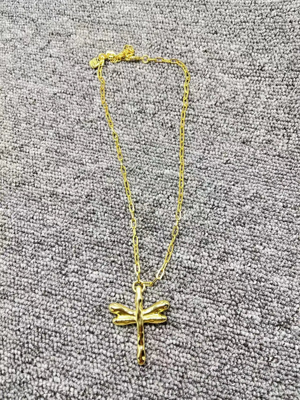 Dragonfly Necklace Jewelry 925 14K Electroplating UNOde50