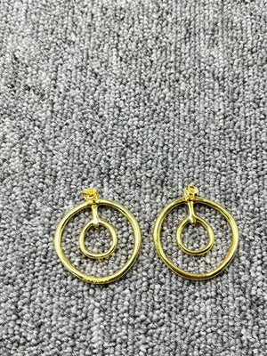 UNOde50 925 Silver 14K Double Ring Earrings Jewelry