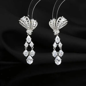 Water Drop Shape Earrings S925 Silver Gorgeous Women Fine Jewelry