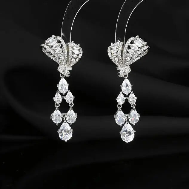 Water Drop Shape Earrings S925 Silver Gorgeous Women Fine Jewelry