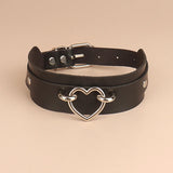 Punk Ladies Necklace with Peach Heart PU Leather