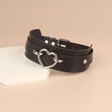 Punk Ladies Necklace with Peach Heart PU Leather